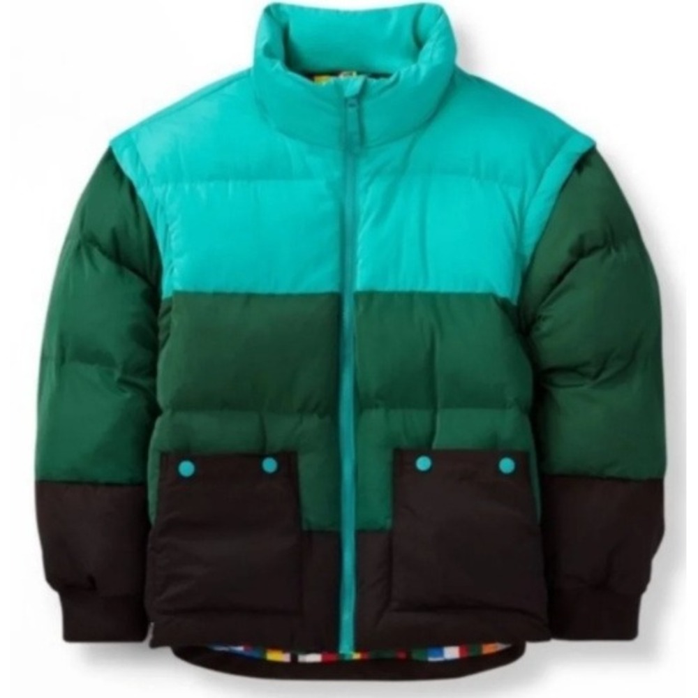Lego x Target Convertible Women's Puffer Jacket to Vest Green Blue Colorblock